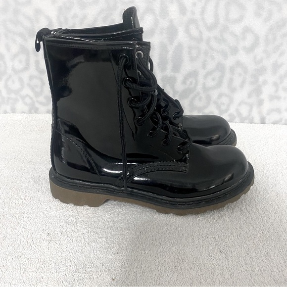 No Boundaries Natasha Patent Combat/Moto Boots Sz 8 Black Long Lace Up NWOT Y2K - Picture 1 of 7